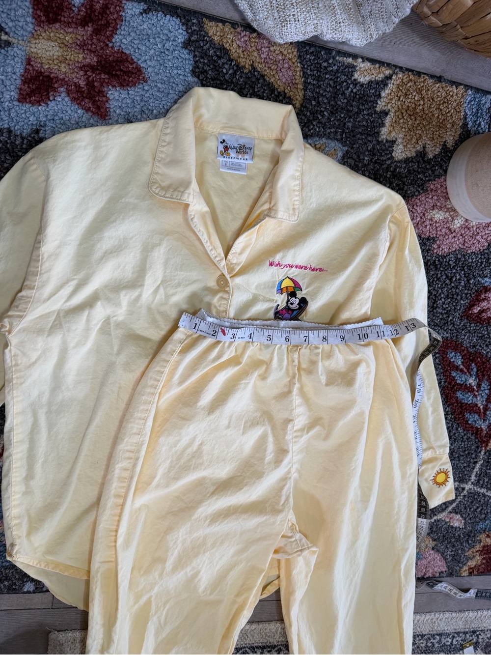 VTG 90s Disney World Mickey Mouse Embroidered Pajamas Set Women Small Cotton - Picture 16 of 16